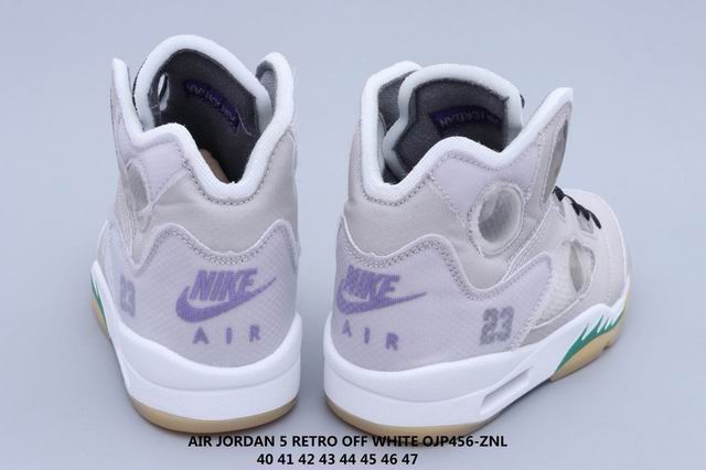 Air Jordan 5 Men Shoes Light Grey OFF White;